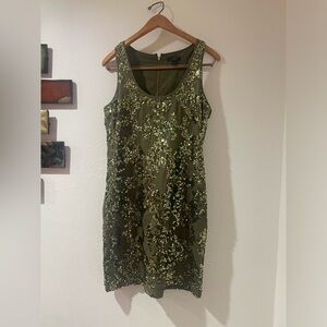 J.CREW Olive Green iridescent sequin dress EUC No flaws